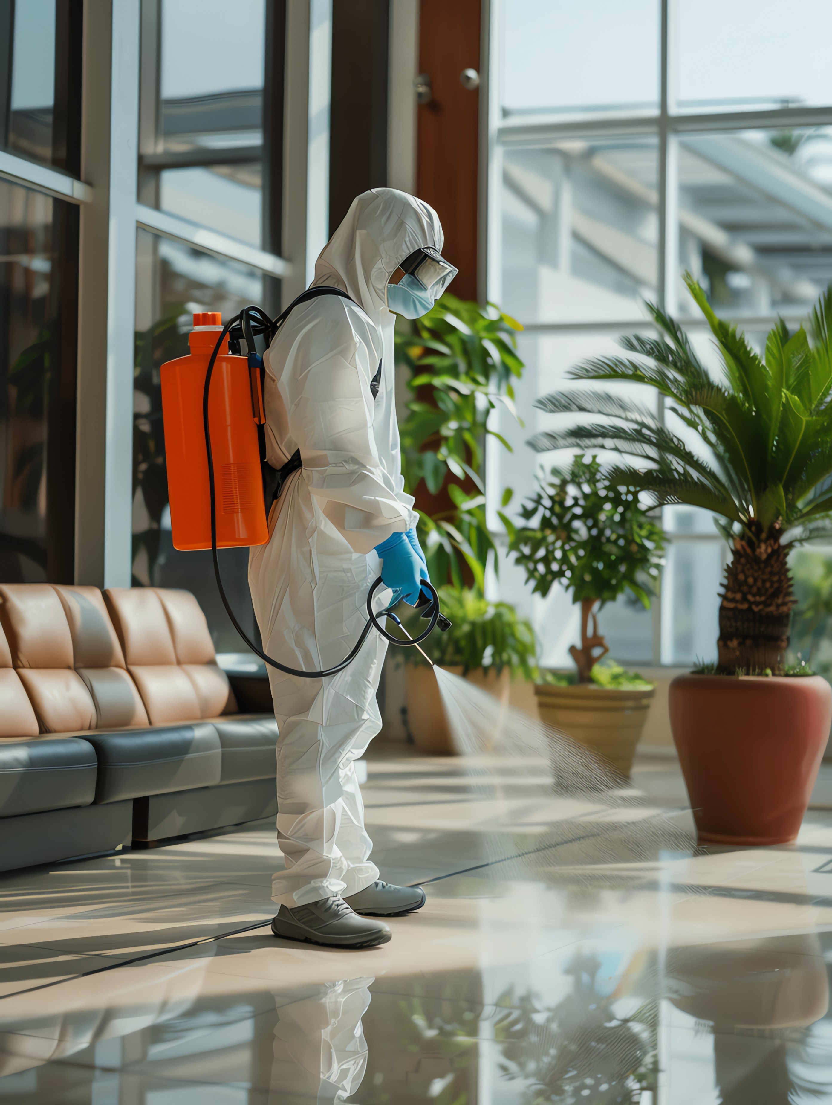 Pest control technician checking a rodent trap